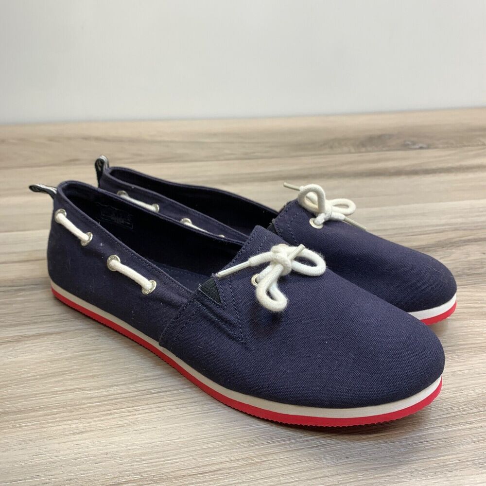 Nautica Shoes Womens 10 Foreyard Casual Slip On Loafer Flats Navy Blue Fabric